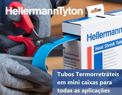 Tubos termorretrácteis em mini caixas  da Hellerman Tyton