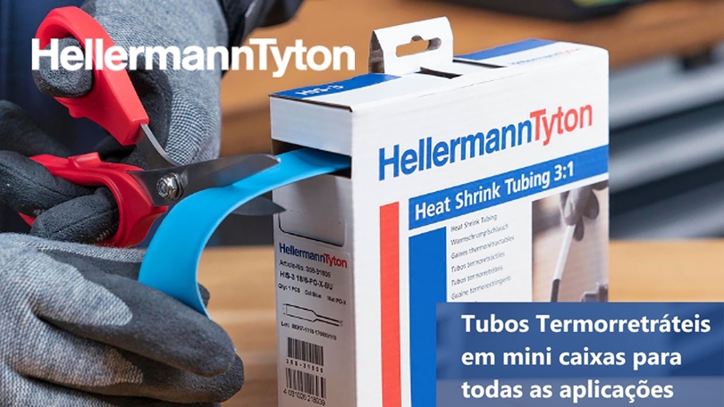 Tubos termorretrácteis em mini caixas  da Hellerman Tyton